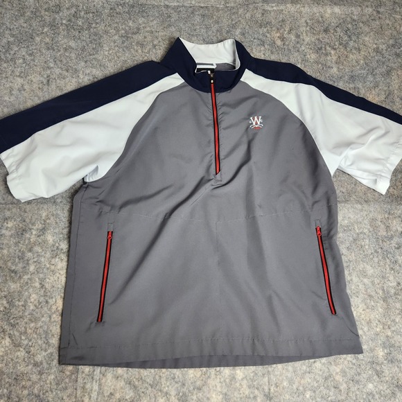 FootJoy Other - FootJoy FJ Windbreaker Men XL Gray Blue Colorblock Short Sleeve Golf Preppy Logo